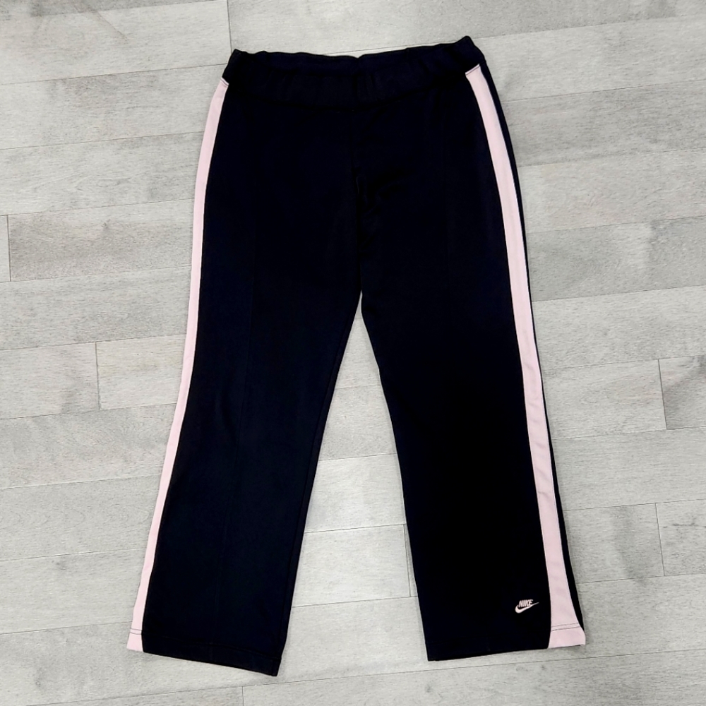 Nike Athletic black sports Pants With pink Stripe